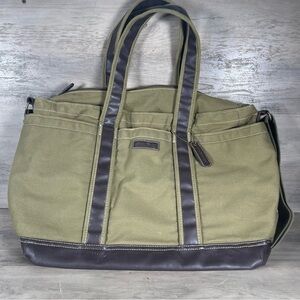 Eddie Bauer Heritage Canvas Insulated Large Tote Diaper Bag Pockets Olive Green